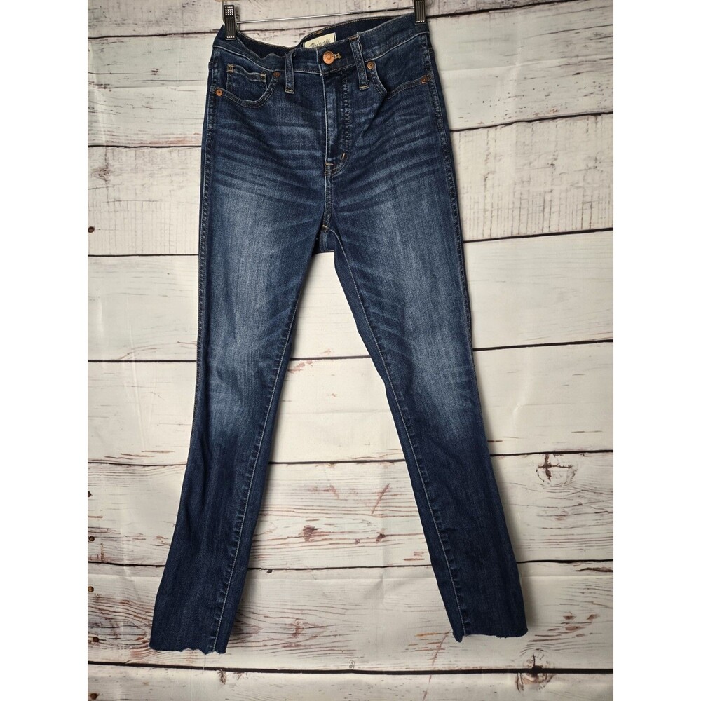 Madewell Womens Jeans Size 27 10" High-Rise Skinny Frayed Hem Dark Wash Stretch